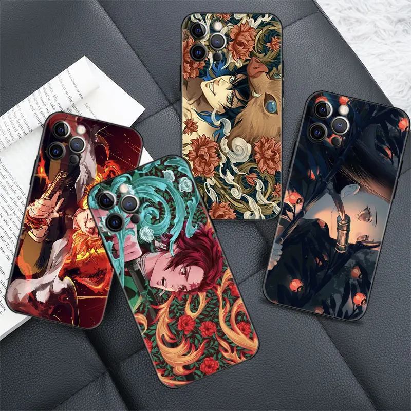 

Phone Case For iPhone 14 11 13 12 Pro Max Mini X XR XSMax 6S 7 8 Plus SE(2022) Cover Demon Slayer Zenitsu Agatsuma Kamado Nezuko