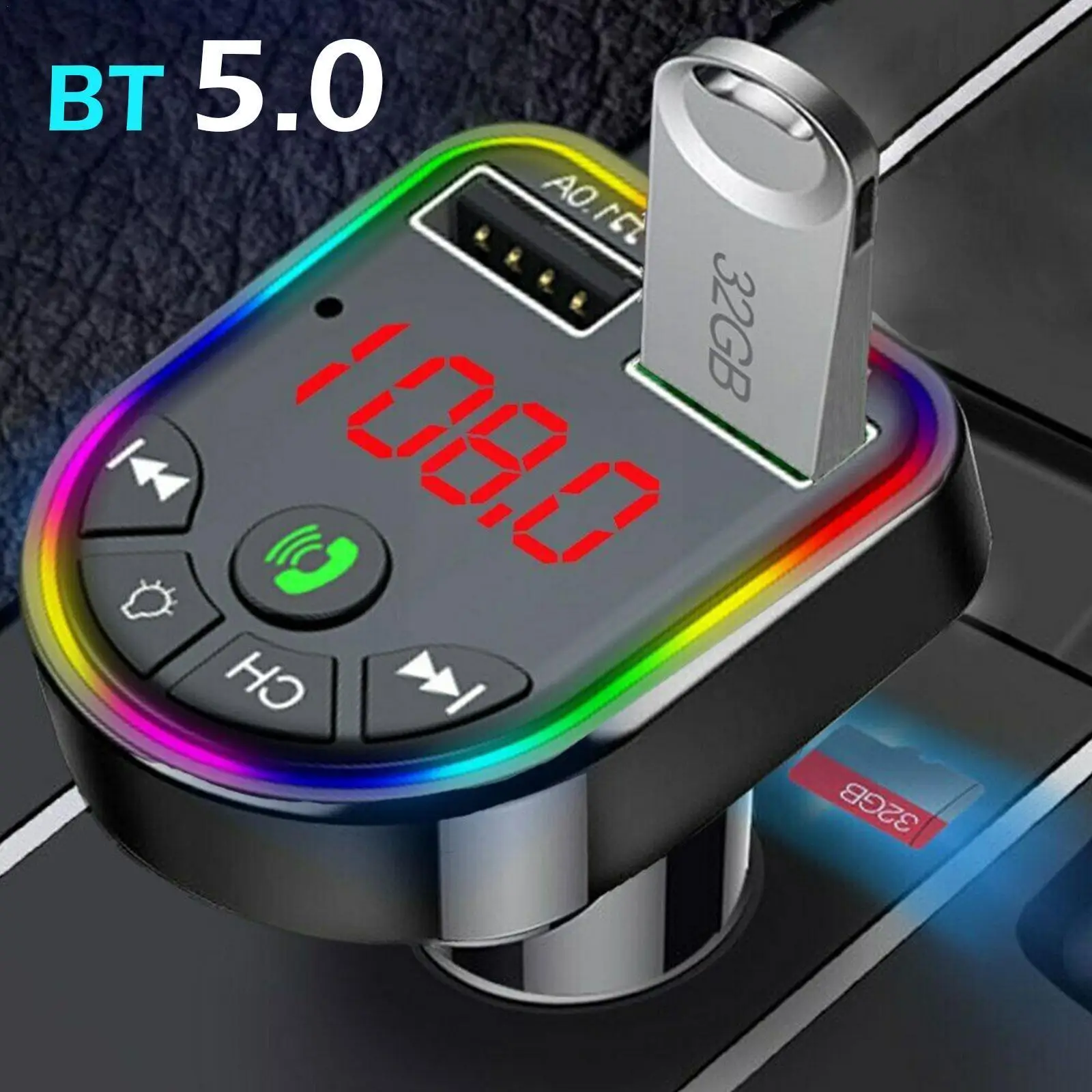 

Aybluetooth 5,0 Автомобильный Fm-передатчик, автомобильное зарядное устройство А, Usb, аудио, беспроводной, двойной диск, зарядка, U-приемник, гарнитур...