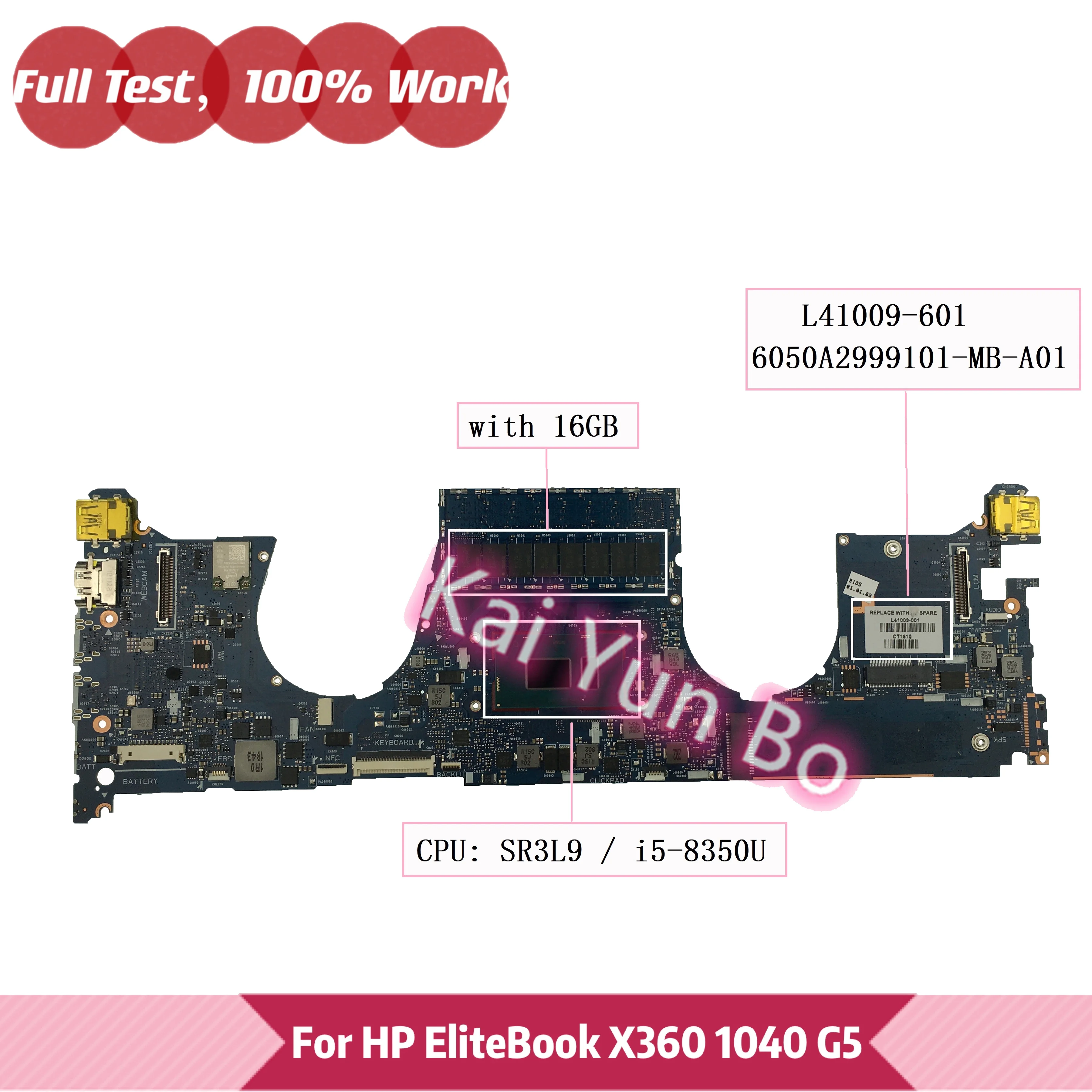 

L41009-601 6050A2999101-MB-A01 Материнская плата для ноутбука HP EliteBook X360 1040 G5 HSN-I20C L41009-001 W i5-8350U 16 ГБ 6050A2999101