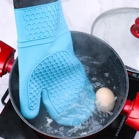 1pcs silicone baking thickened oven gloves with inner cotton kitchen bbq cooking gloves soft heat insulation baking accessories