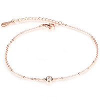 fashion summer accessory titanium steel plated rose gold lovely girl inlaid diamond anklet birthday gift
