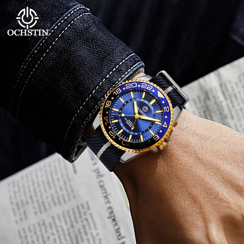 Купить Часы мужские Кварцевые водонепроницаемые (3 атм) с двумя часовыми поясами