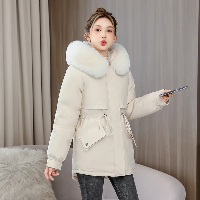 Новинка 2023, черные парки PinkyIsBlack с хлопковой подкладкой, зимняя пуховая куртка с большим мехом и капюшоном, женское плотное теплое пальто, одежда, женская верхняя одежда Новинка 2023, черные парки PinkyIsBlack с хлопковой подкладкой, зимняя пуховая куртка с большим мехом и капюшоном, женское плотное теплое пальто, одежда, женская верхняя одежда