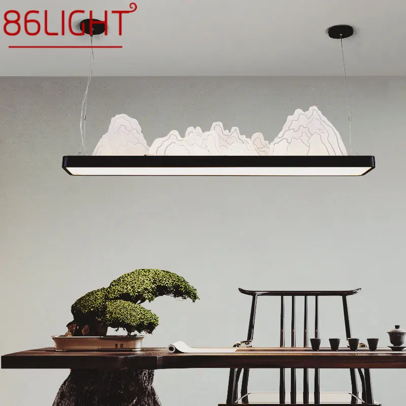 

86LIGHT LED 3 Colors Pendant Lights Chinese Style Landscape Hanging Lamps and Chandeliers For Tea House Dining Room Decor
