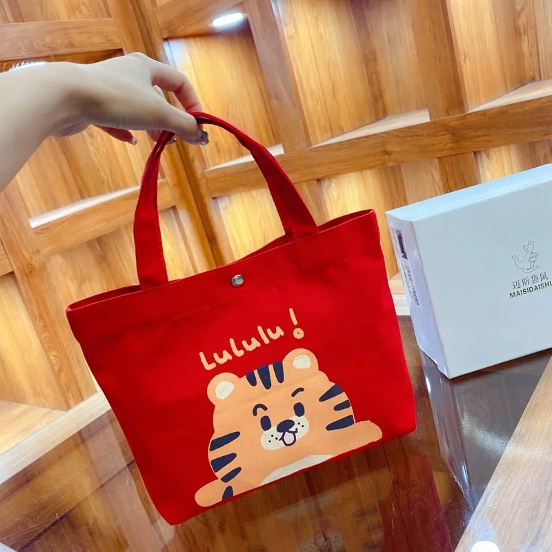 

New Canvas Bag for Women Korean Cute Cartoon Student Lunch Box Instant Snack Bag Bolsa Termica Porta Alimentos Loncheras