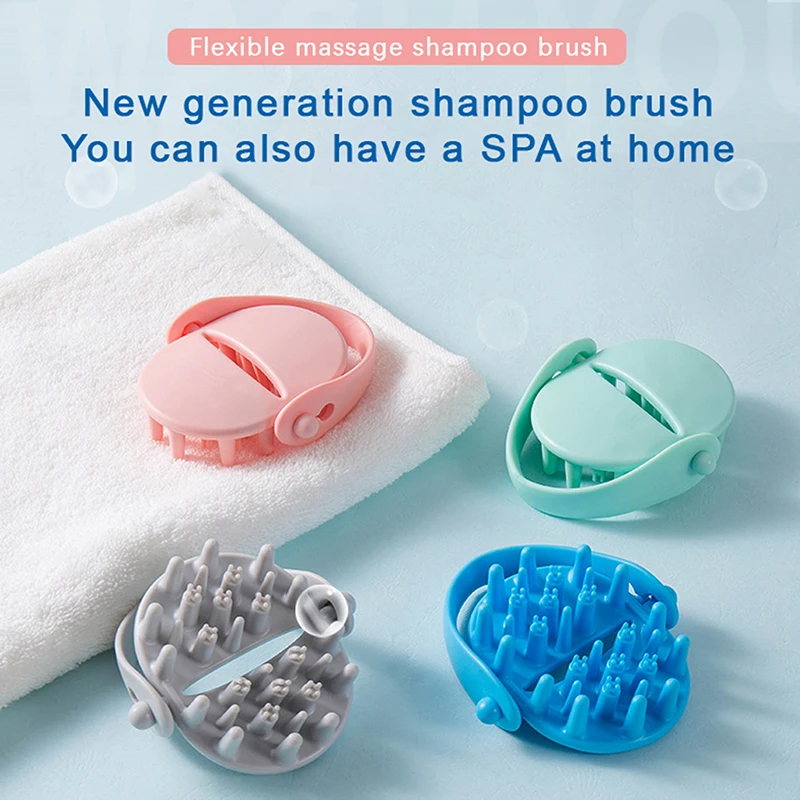 

Портативная силиконовая ручная щетка для шампуня, мягкая круглая Массажная щетка для ванной, щетка для душа, расческа для ухода за волосами