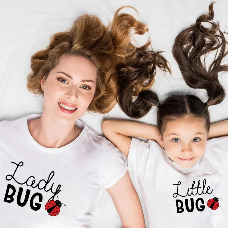 

Cartoon little animal Ladybug cute creative personality Top summer mother daughter mother girl AIYQ