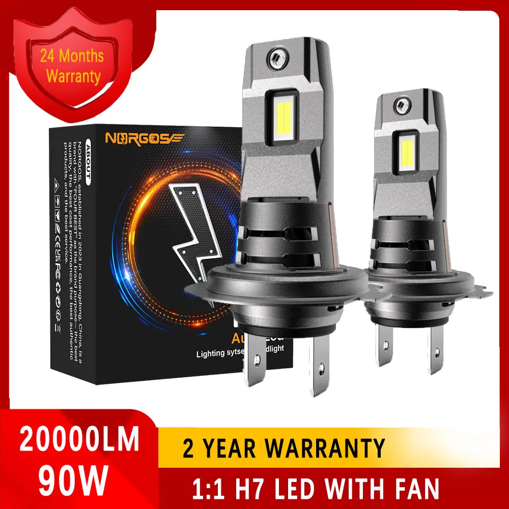 

NORGOS H7 Led H8 H11 LED Headlight Bulbs 9005 HB3 9006 HB4 Lamps Canbus Mini 20000LM 6500K CSP for Car Fog Lights 12V Automobile