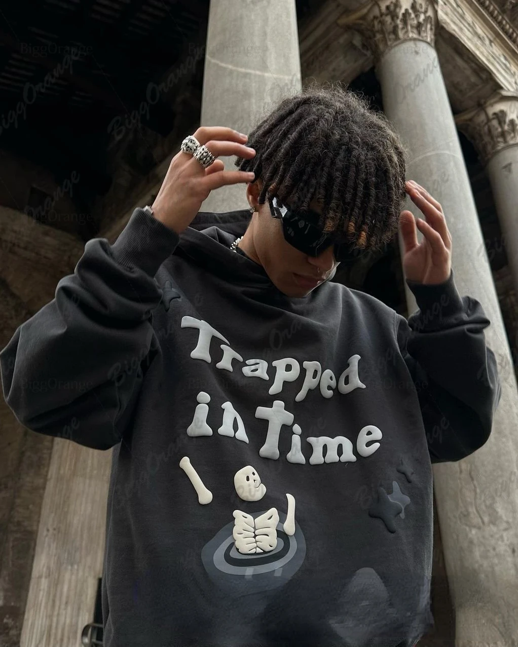 

Harajuku 3D Skull Puff Print Hoodies Oversized Streetwear Men High Quality Cotton Liner Sweatshirt Top Women Couples Y2k Clothes