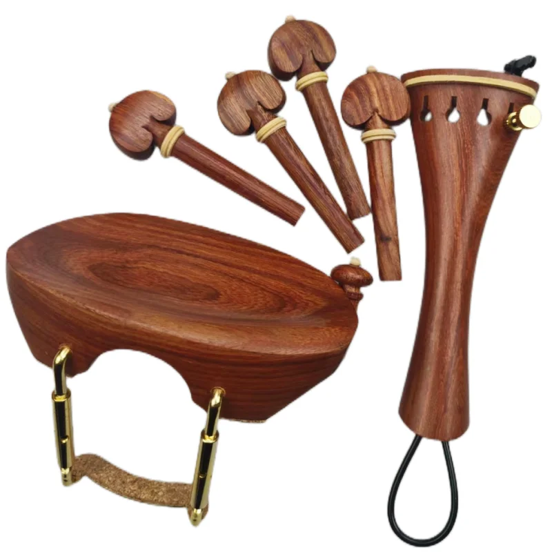 Rosewood Full Size Violin Parts Accessories Set Ready For Useing 4/4 Pegs Endpin Tailpiece Chinrest Gold Clamp enlarge