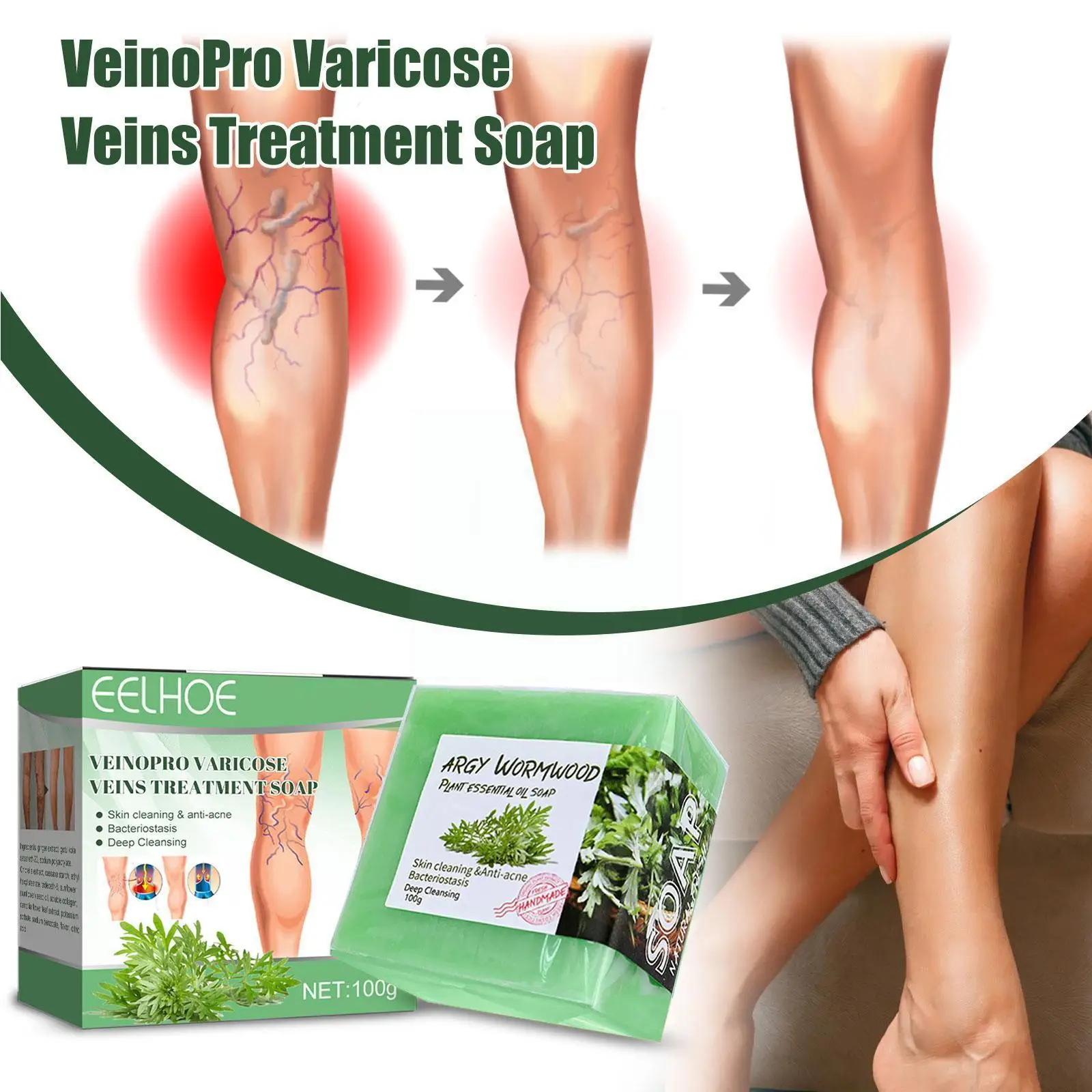 

100g Leg Vein Massage Repair Soap Clean Care Repair Blood and Soap Leg Body Works Soap To Improve Flowbath Earthworm Functi
