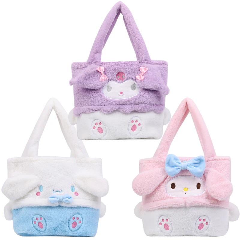 

Sanrios аниме мультфильм Cinnamoroll Kuromi My Melody Симпатичная плюшевая сумка Kawaii портативная плюшевая кукла сумки для хранения подарок для девочки