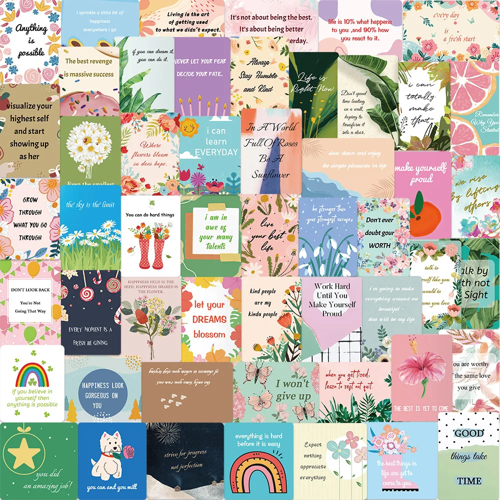 

52Pcs Cute Inspirational Stickers, Waterproof Vinyl Motivational Stickers for Water Bottles Laptop Skateboard Phone Computer