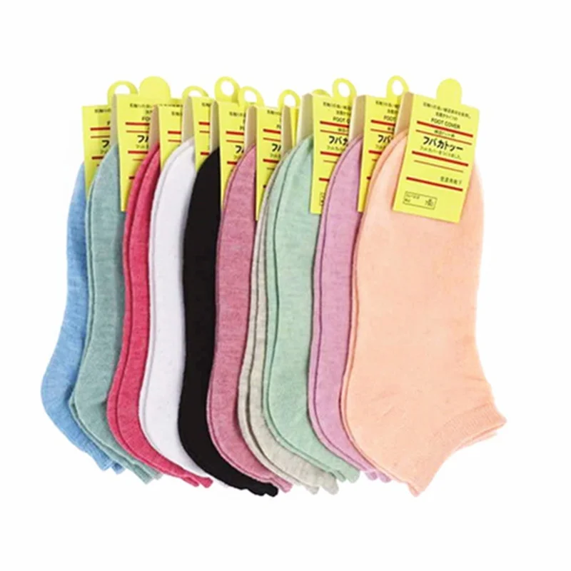 Носки женские хлопковые однотонные милые короткие эластичные дышащие 5 пар |