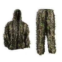 kids adults outdoor ghillie suits maple leafy bionic hunting clothes airsoft camouflage jungle suit gillies pants hooded jacket