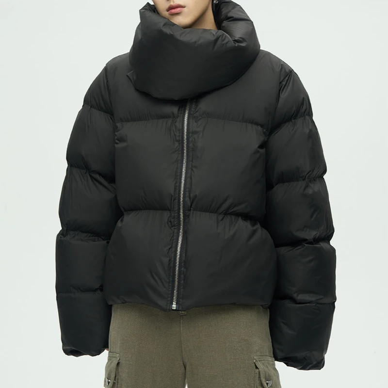 Fashion Detachable Collar Bomber Jackets Coats Mens Loose Hip Hop Winter Warm Cotton Padded Jacket Coat Unisex Puffer Outerwear