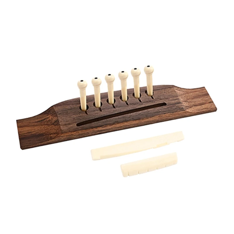 

6 Rosewood Bridge Pins and 6 String Acoustic Guitar Bridge & Nut Guitar Acces