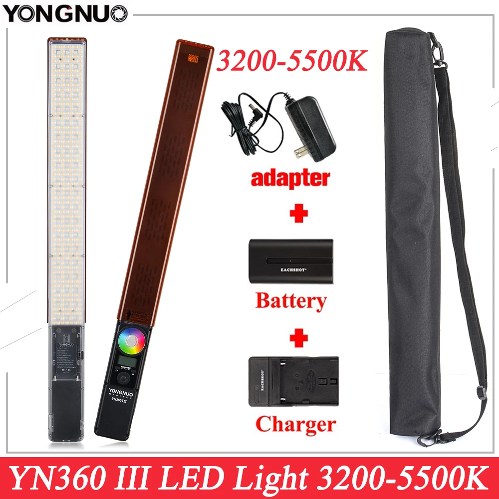 YONGNUO YN360 ручной светодиодный светильник для видеосъемки светильник k-3200k RGB цветовая температура + комплект с дополнительной батареей