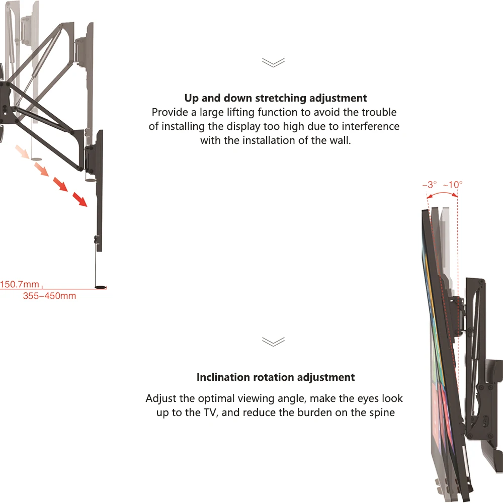Кронштейн для телевизора 32-50 дюймов подъемный газовый пружинный гидравлический