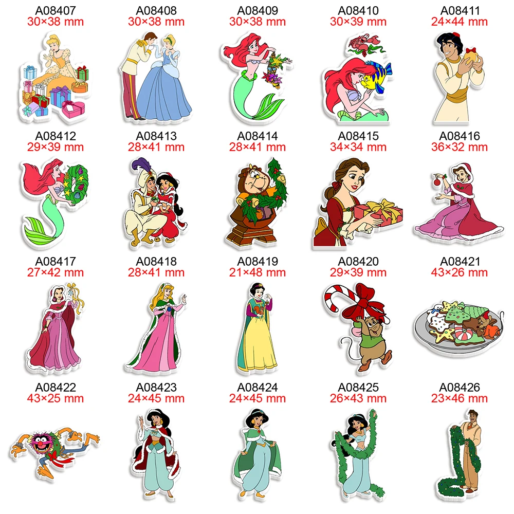 

Cartoon Princess Disney Christmas Decoration Flatback Planar Resin Printed for Hairbows DIY 30Pcs/lot