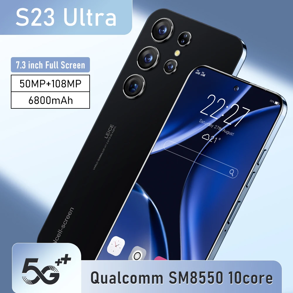 

Original S23 Ultra Smartphone Android 7.3 Inch HD Full Screen 16GB+1TB Mobile Phones Global Version 5G Dual Sim Card Cell Phone