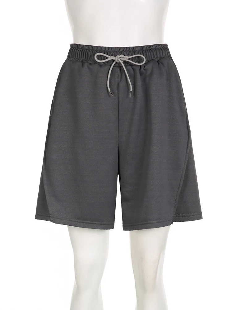 IAMSURE Basic Solid  Drawstring Shorts Casual Streetwear Sporty Activewear Loose Mid-Waisted Shorts Women 2023 Summer Fashion