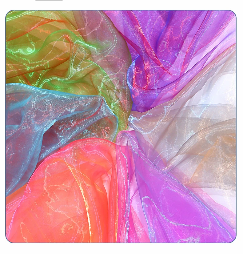 150*100 см модные флуоресцентные ткани красочная блестящая марлевая ткань