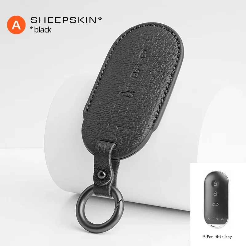 

Для Aito M5 M7 2022 2023 автомобильный брелок, 3 кнопки, умный чехол из овчины, брелок, аксессуары для интерьера автомобиля