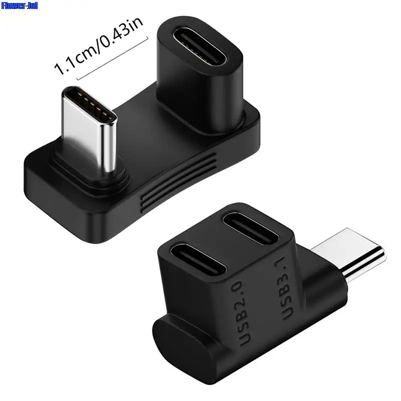 Адаптер USB C, 10 Гбит/с, 100 Вт, под прямым углом 90 градусов