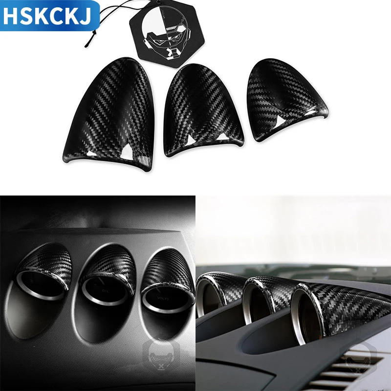 

Обложка для Nissan 350Z 2003-2009, отделка из настоящего углеродного волокна, Накладка для приборной панели, наклейки, аксессуары для стайлинга салон...