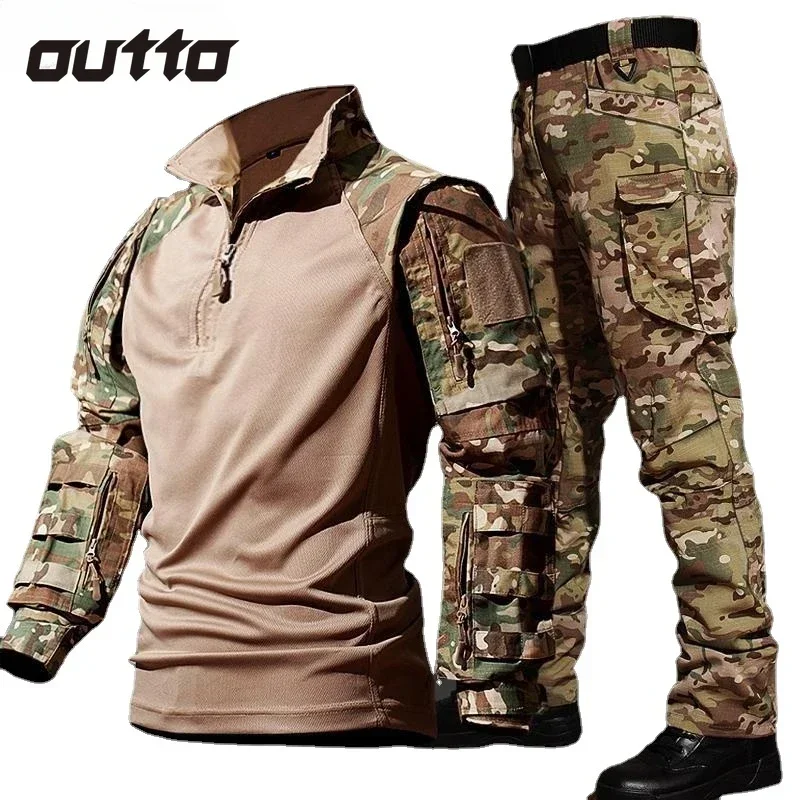 Уличные камуфляжные дышащие комплекты мужские износостойкие футболки с