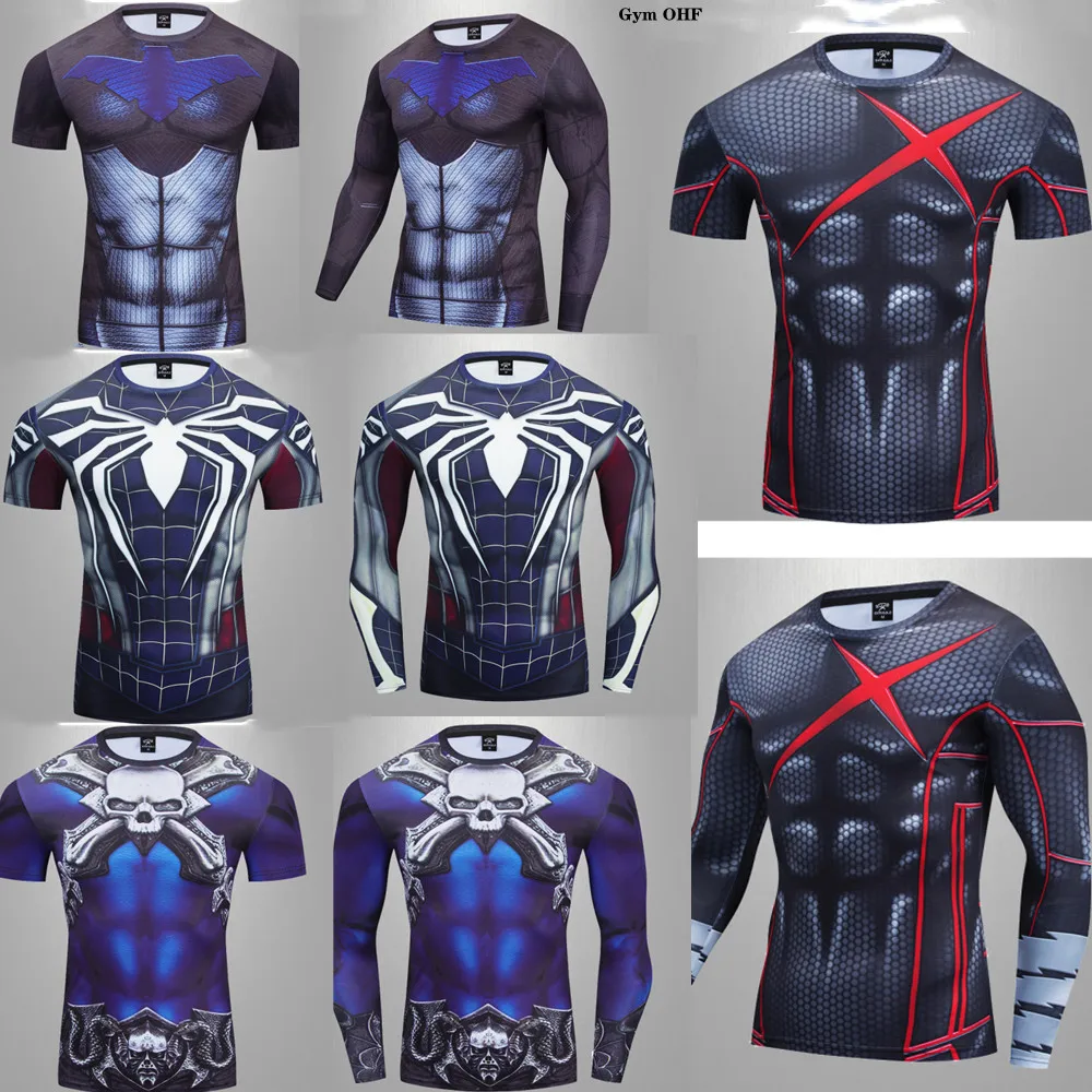 

3D MMA Rashguard Compression Shirts Men's Fitness Workout Long Sleeve T-shirt Gym Running Training Tops Muscle Men Sportswear