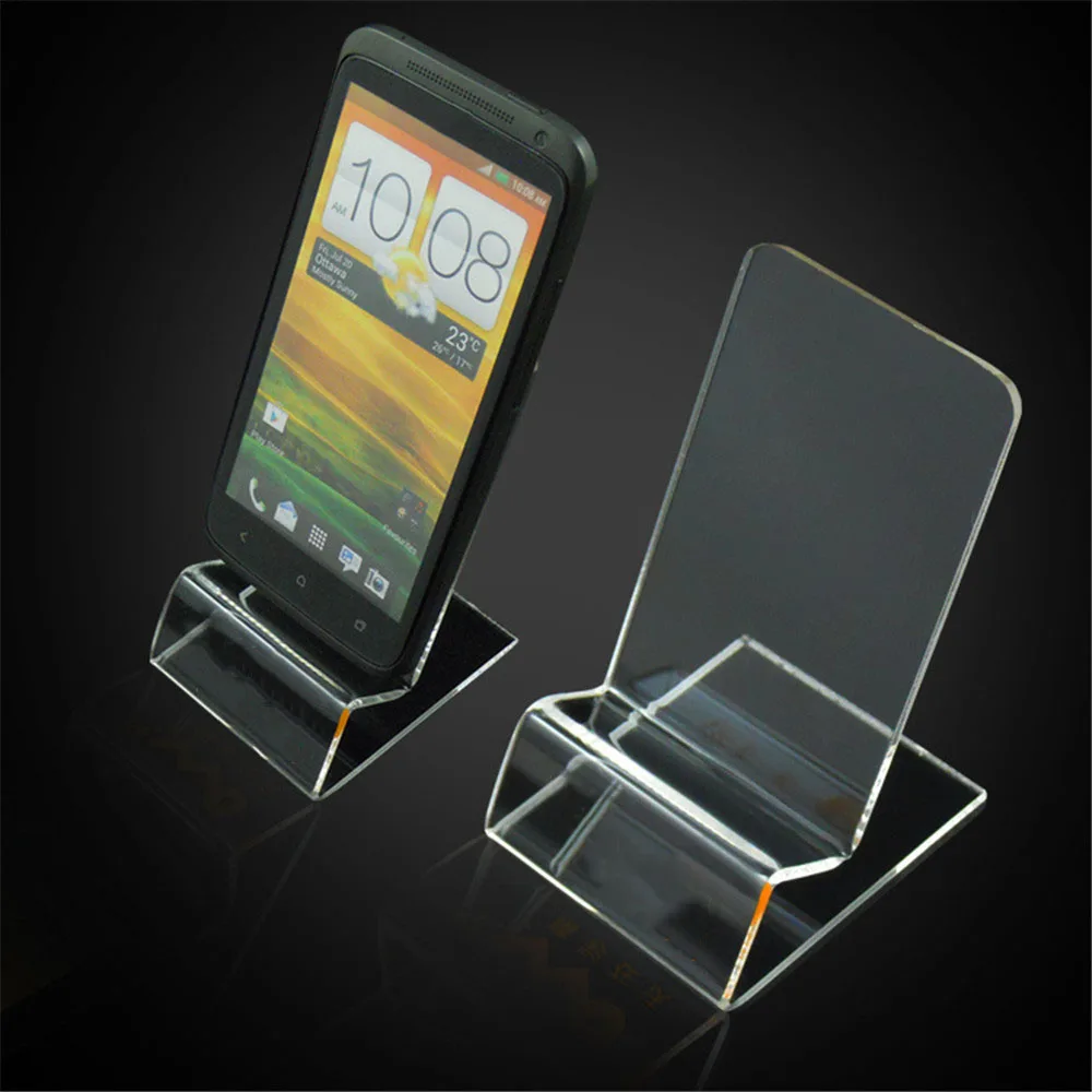 clear acrylic phone holder portable display stand rack stand for cell phone desk accessories card holders office supplies free global shipping