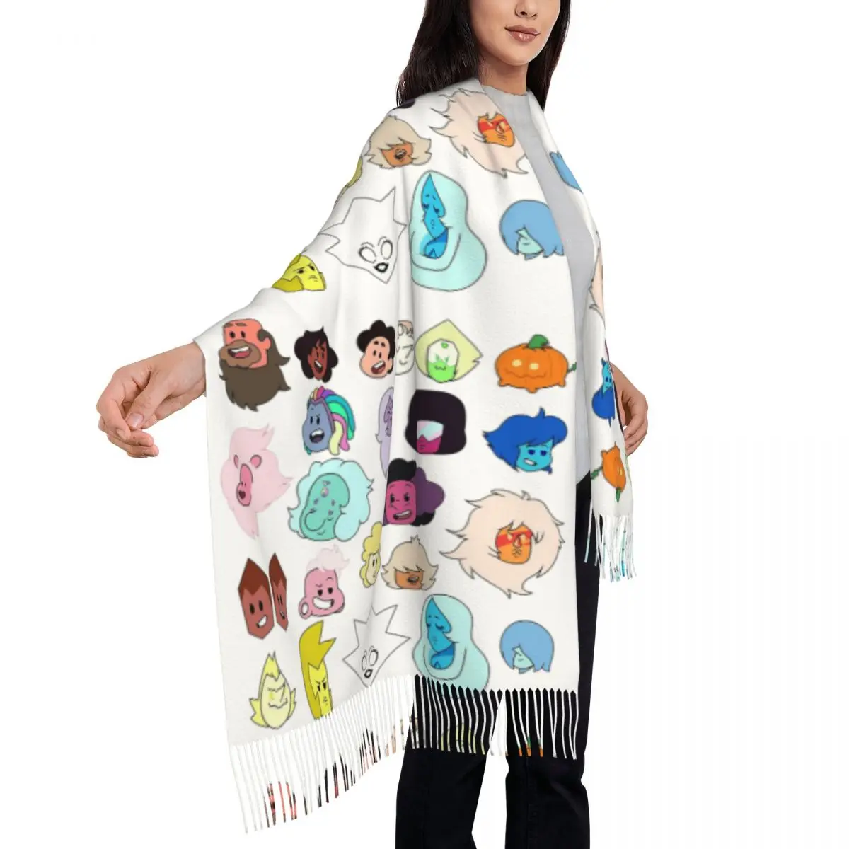Стивен Вселенная шарф с головками шарфы кисточками для женщин мягкие теплые шали
