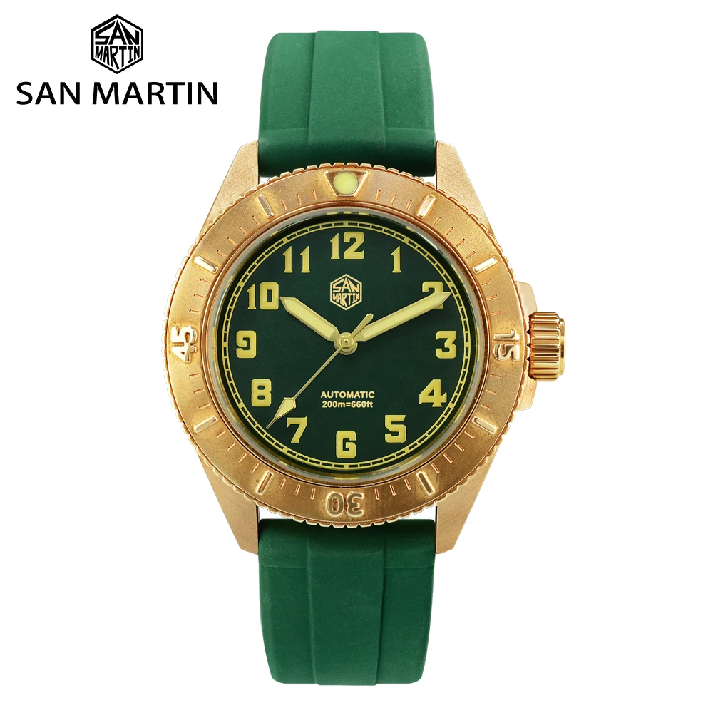

San Martin Diver Bronze Automatic Rotating Bezel Men's Mechanical Watch 200m Water Resistance Band Luminous Dial