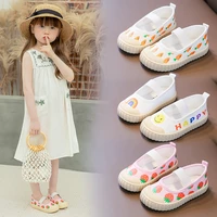2022 spring new girls korean cartoon print cute casual canvas shoes sock shoes kids shoes