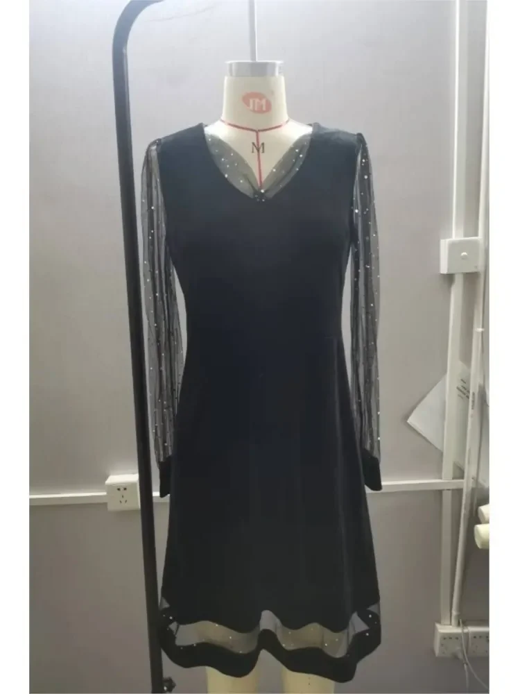 Сексуальные черные сетчатые платья с глубоким v-образным вырезом для женщин