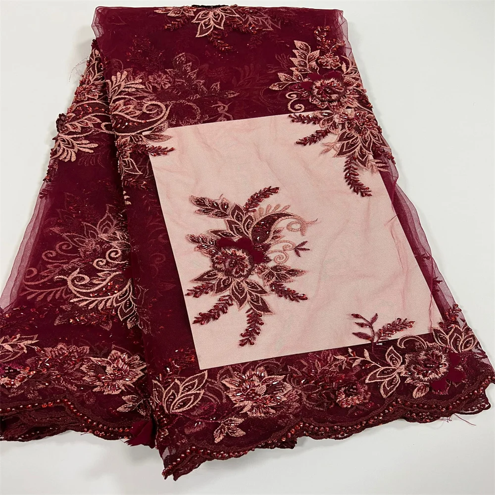 Африканская кружевная ткань с бисером 2022 яркая нигерийская Тюлевая сетчатая для