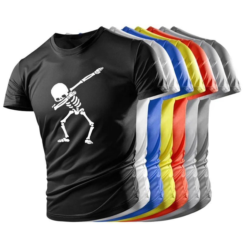 

New Summer Funny Expression Pack Skeleton Skull Pattern 3d Printing Men's Harajuku T-shirt Fun Breathable Light Short Sleeves