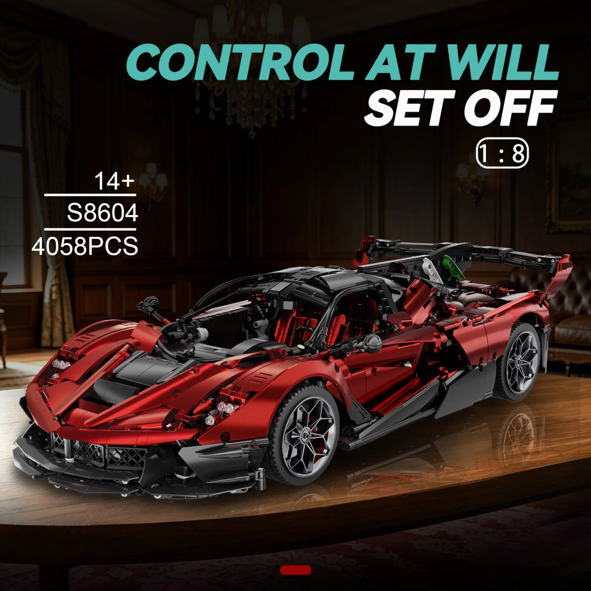 Фото 4058 деталей, масштаб 1:8, технический конструктор LaFer Supercar, классический красный спортивный гоночный автомобиль, модель из кирпичиков, идеи для сборки, игрушки для взрослых, подарки №1
