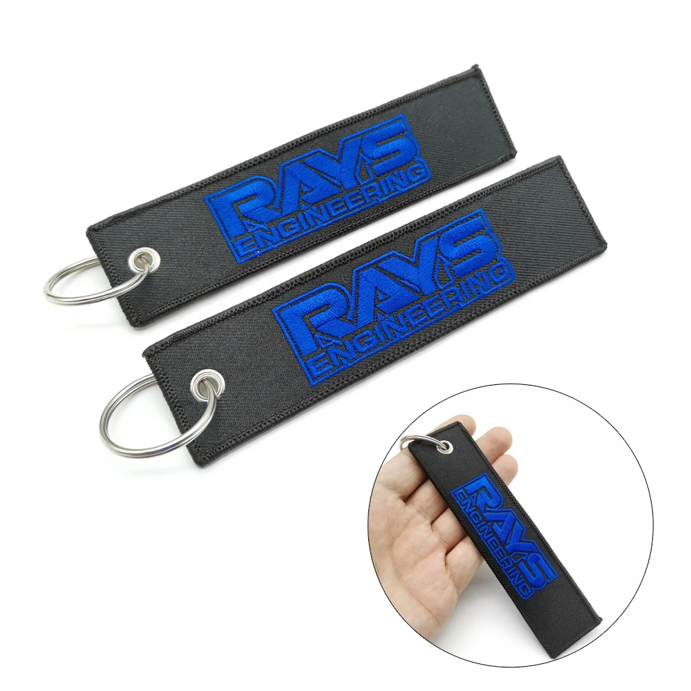 

New JDM RAYS Engineering Car Embroidery Keychain Lanyard Nylon Woven Keyring Key Tag For Auto Motorcycle Key Pendant Accessories