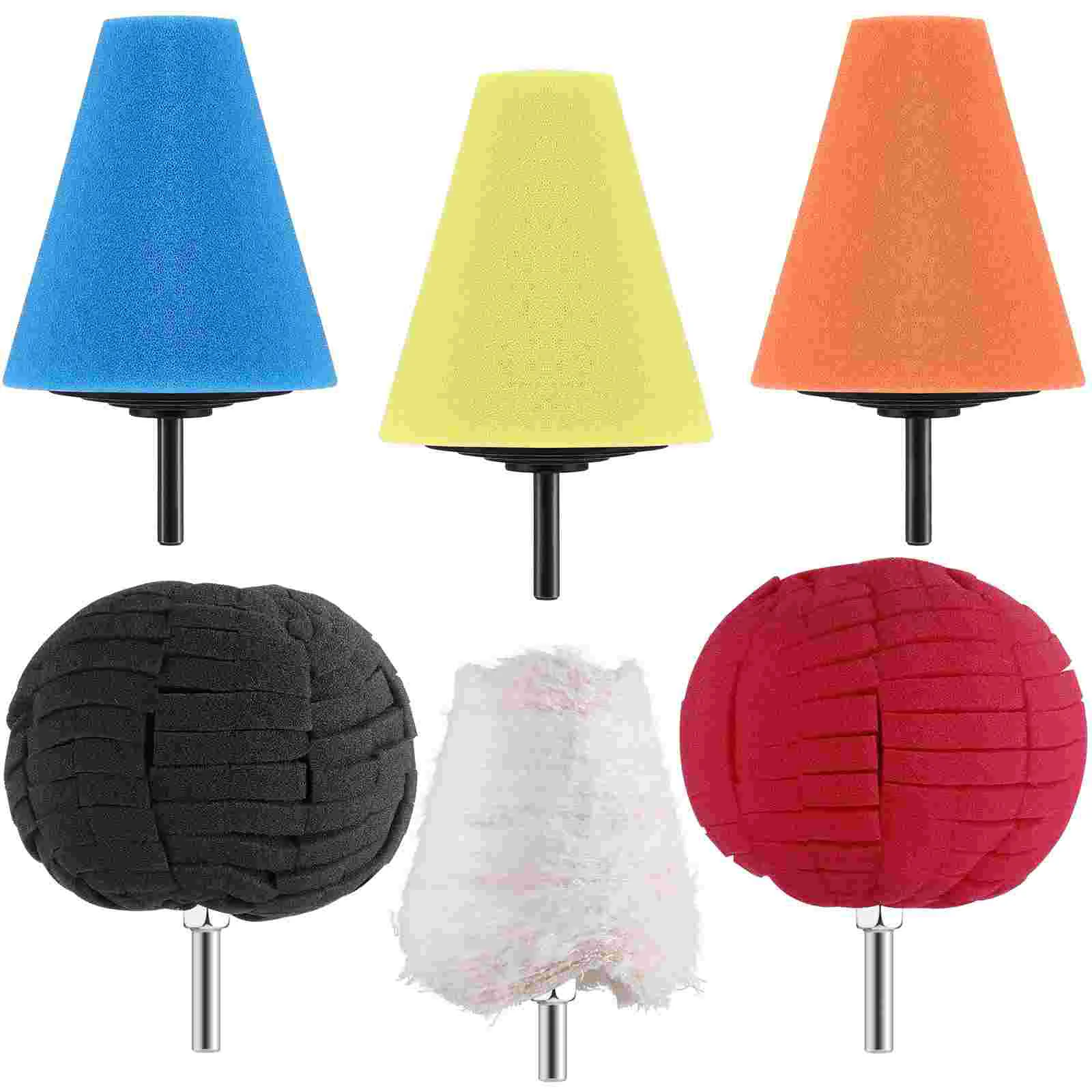 

6pcs Wheel Care Automotive Polishing Cones Drill Wheel Polisher Car Wheel Hub Polishing Sponges