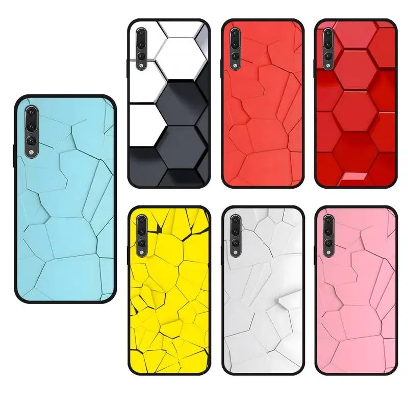 

creative hexagon Phone Case For Huawei P30 P20 Pro P40 Mate 20 Lite P Smart Z Y5 Y6 Y7 2019 Black Soft Silicone Case