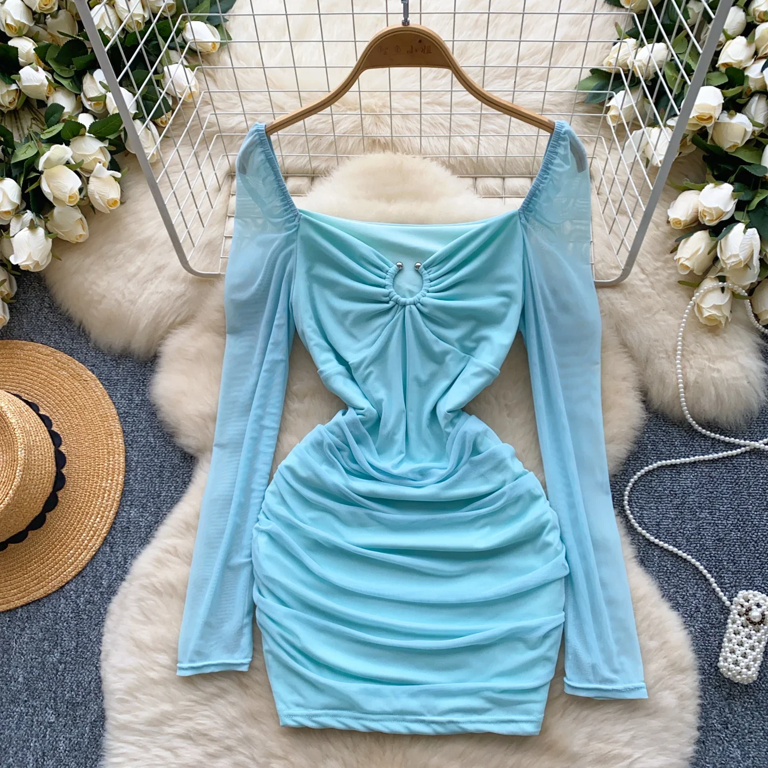 Сексуальное Сетчатое платье Revet Goth с длинным рукавом шикарное элегантное