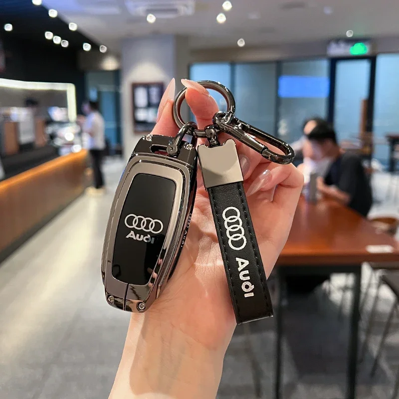Фото Чехол для автомобильного ключа-пульта для Audi A3 A4 B9 A6 A7 4K A8 E-tron Q5 Q8 C8 D5 SQ8, замшевый чехол-брелок для ключей, защитный чехол-сумка №2