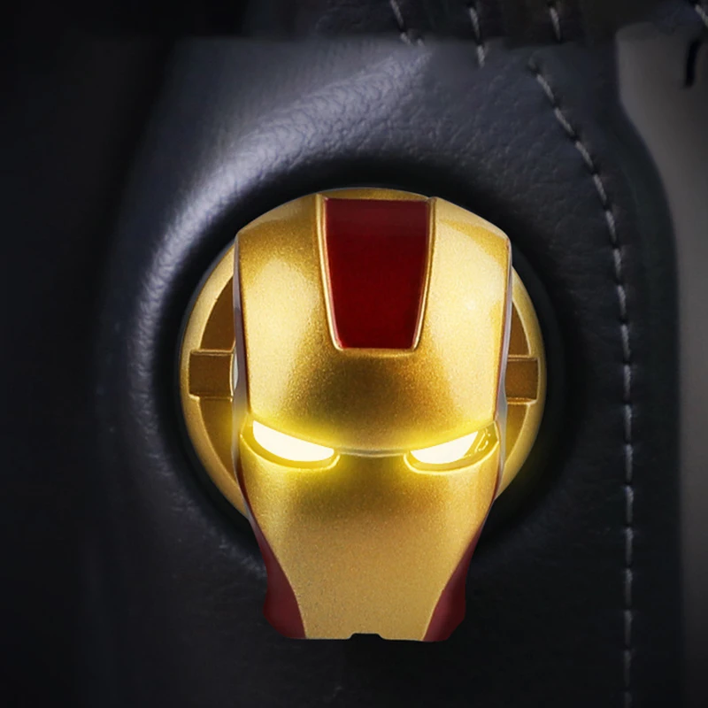 

Marvel Spiderman Iron Man Black Panther Star Wars Darth Vader The Mandalorian Figure Car Start Switch Button Cover Decoration