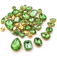 hot sale light green mix size and shape crystal glass sew on rhinestones with lace claw diy wedding dress jewelry 50pcsbag
