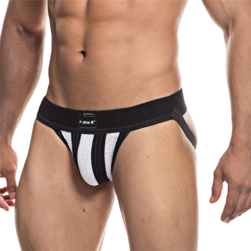 FYXLJJ 3pcs/lot Men Panties Open Backless Crotch G-string Sexy Stripe Underwear Jockstrap Briefs Slip Homme Underpant Gay Thongs