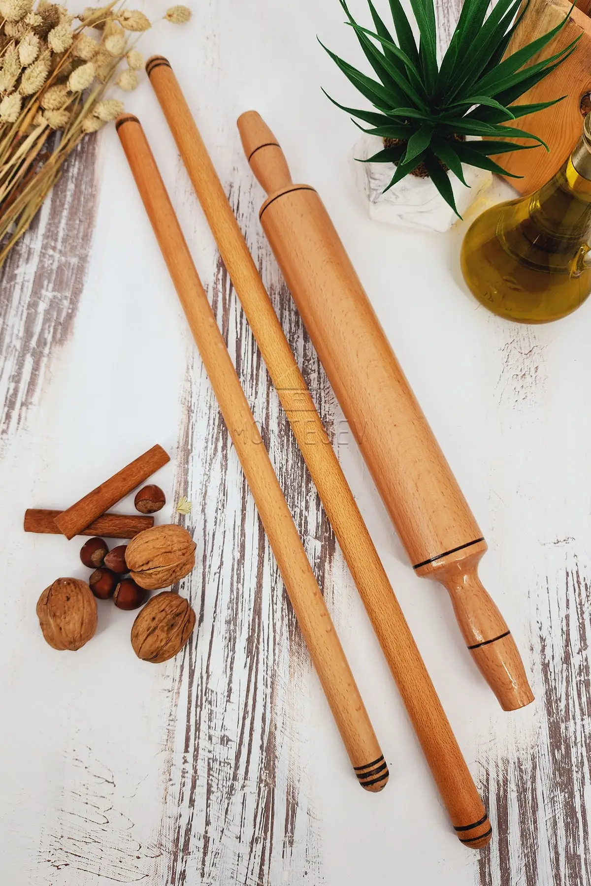 

Wooden Rolling Pin, Dough Rolling Pin, Roller, Dough Shaper Set of 3