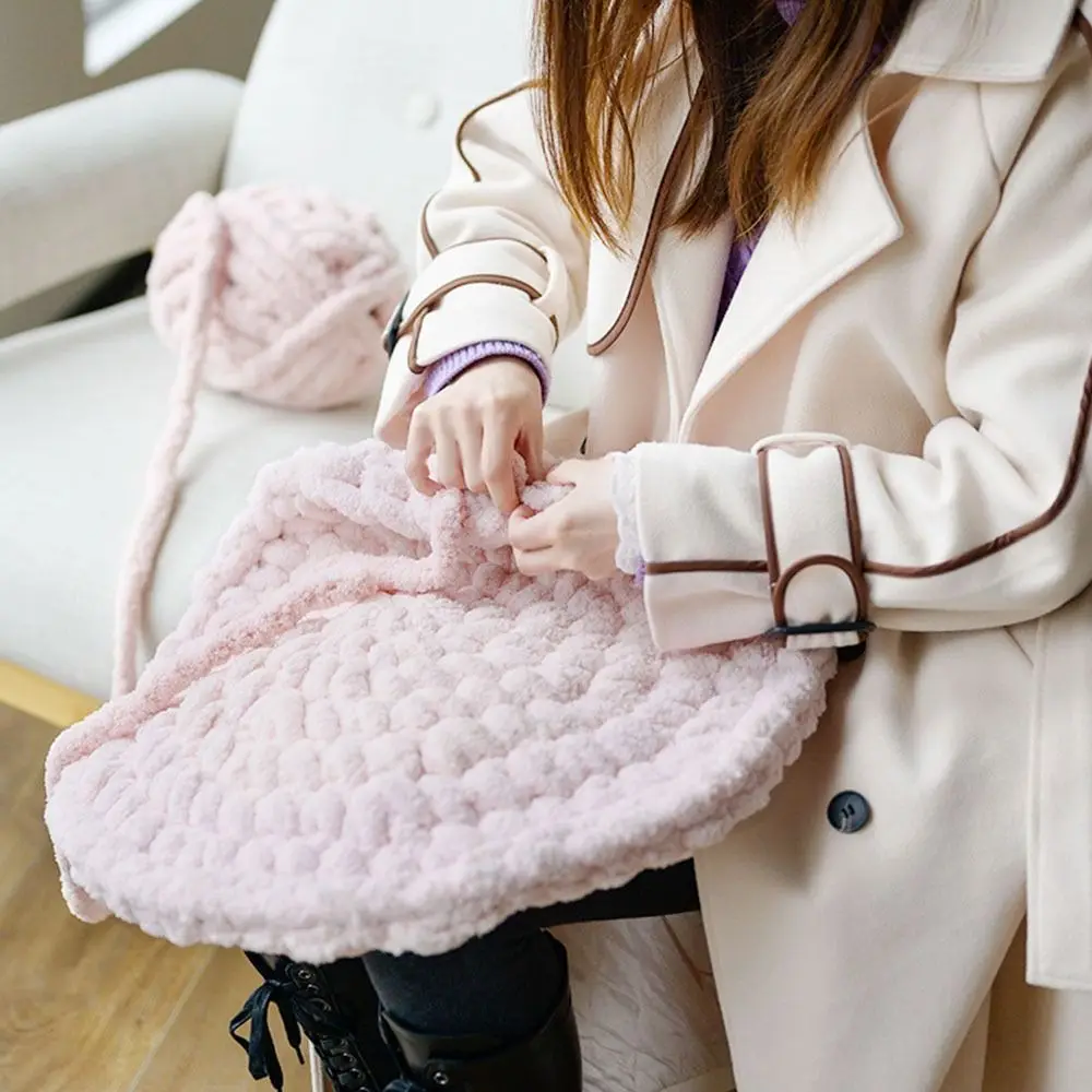 Бархатное Толстое Теплое Одеяло Ручной Вязки 226 Г/skein Giant Basket-Plaited Из Полиэстера